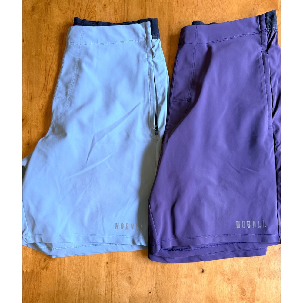 NOBULL Mens High Rise Workout Shorts Bundle Purple Light Blue Size Large 2 Pack
